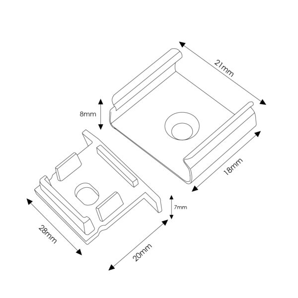 Pack de 2 topos e 2 grampos para perfil LM3767 - Image 2