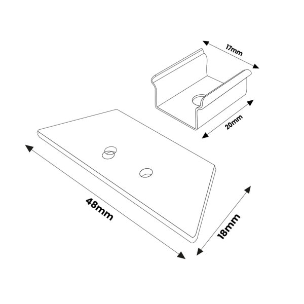 Pack de 2 topos e 2 grampos para perfil LM3829 - Image 2