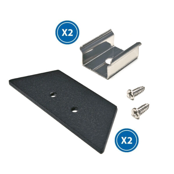 Pack de 2 topos e 2 grampos para perfil LM3829