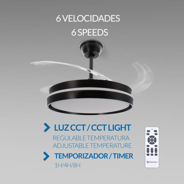 Ventoinha de Teto LED Black Afar - Image 3