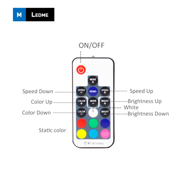 Controlador mini para fitas led RGB com controle remoto por RF - Image 2