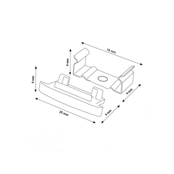 Pack de 2 topos e 2 grampos para perfil LM3732 - Image 2