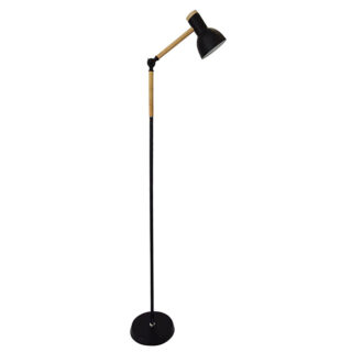 Candeeiro de pé TEACHER 1xE27 Alt.150cmxD.22cm preto/madeira