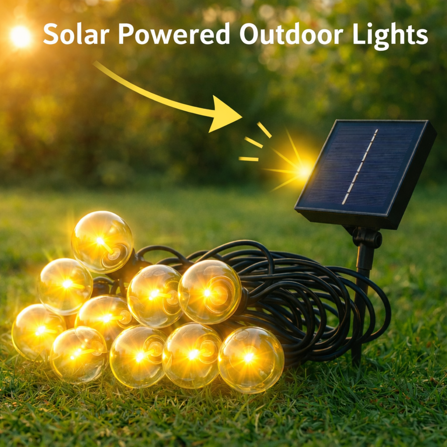Grinalda LED Solar de 10 lâmpadas 6,5M Exterior IP54 cabo elétrico 2700K - Image 3