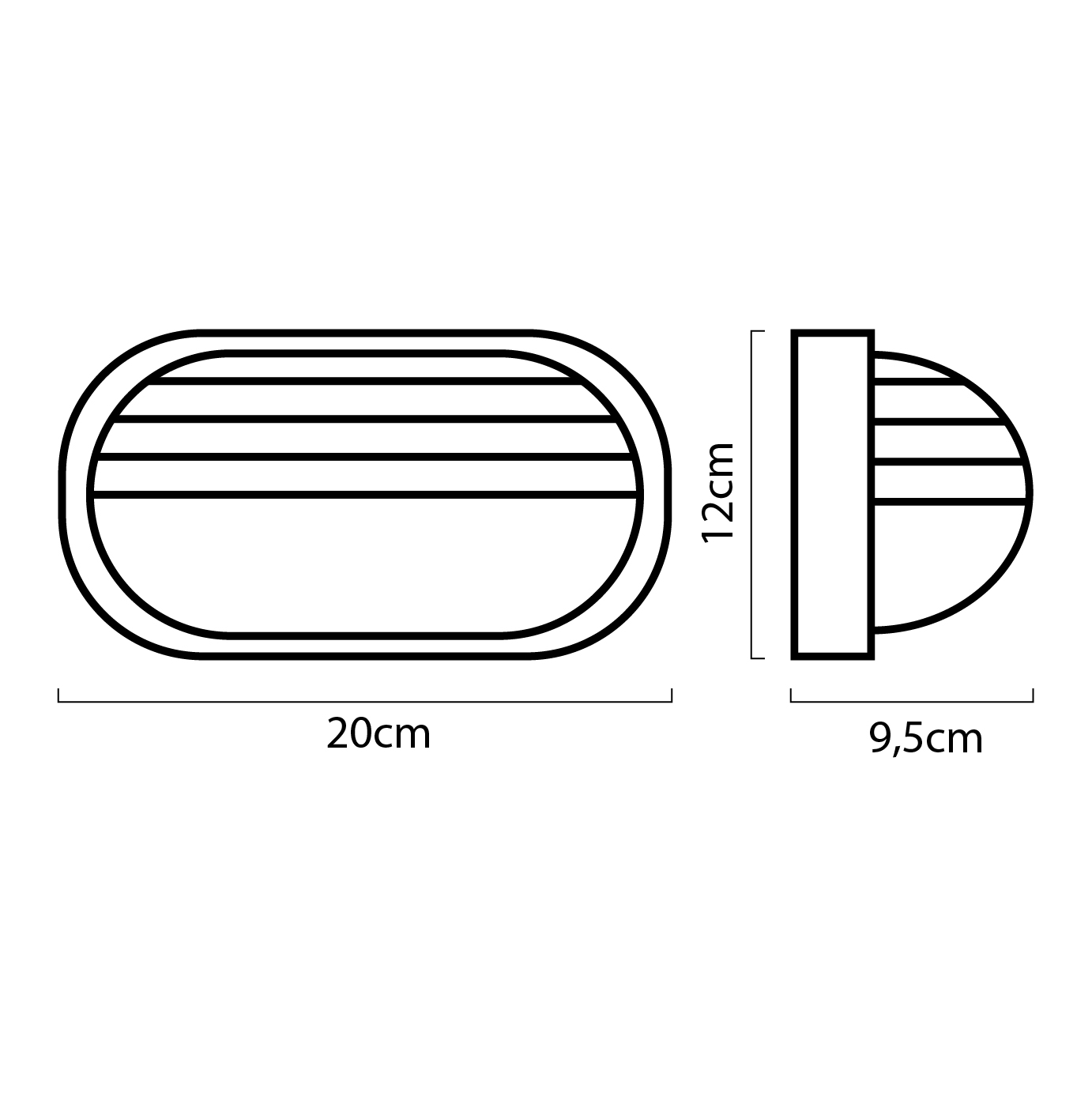 Aplique CAIMA pequeno IP44 1xE27 C.20xL.9,5xAlt.12cm policarbonato (PC) + vidro preto - Image 2