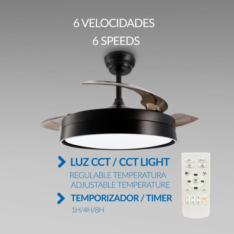 Ventoinha de Teto LED Black Loki Ø106 cm CCT - Image 4