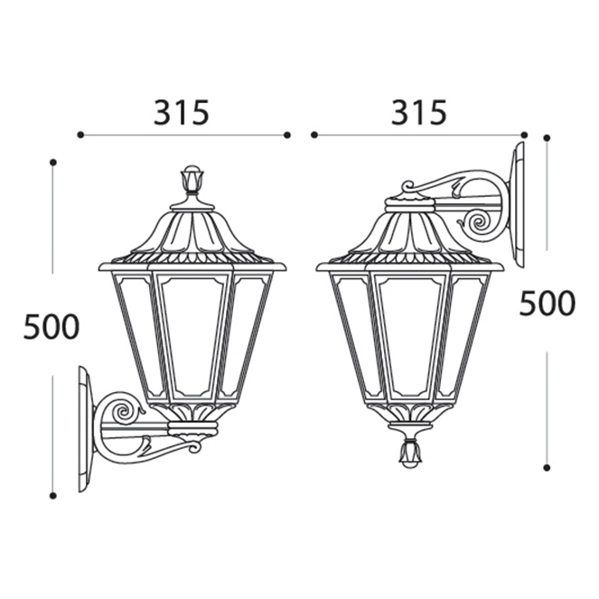 Aplique RUT 1xE27 IP55 C.26xL.31,5xAlt.50cm resina preta - Image 2