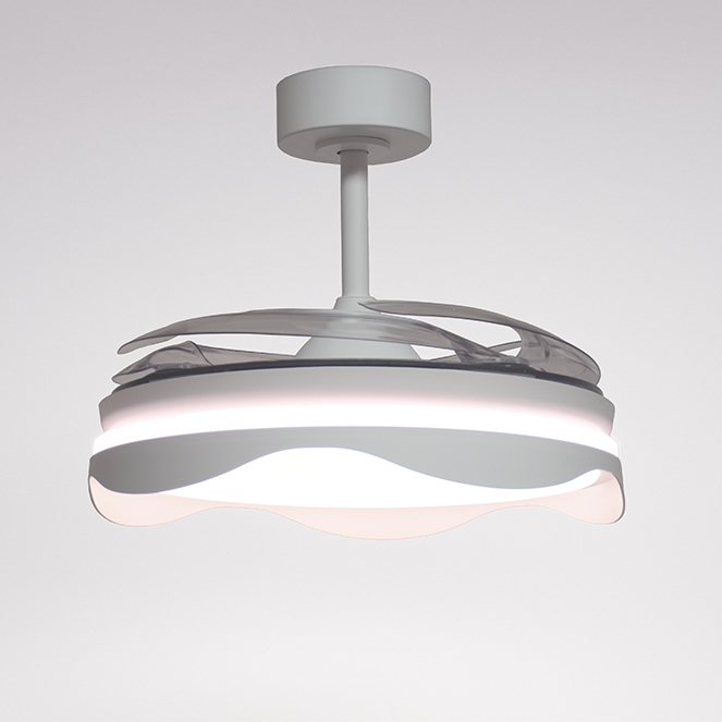 Ventoinha de tecto OLAS branca, 4 palas retráteis, 72W LED 3000|4000|6000K, Alt.35xD.108/50cm - Image 3
