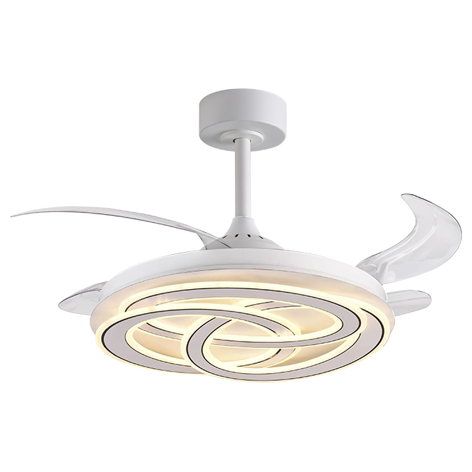 Ventoinha de tecto NUDOS branca, 4 palas retráteis, 200W LED 3000|4000|6000K, Alt.35xD.108/50cm - Image 2