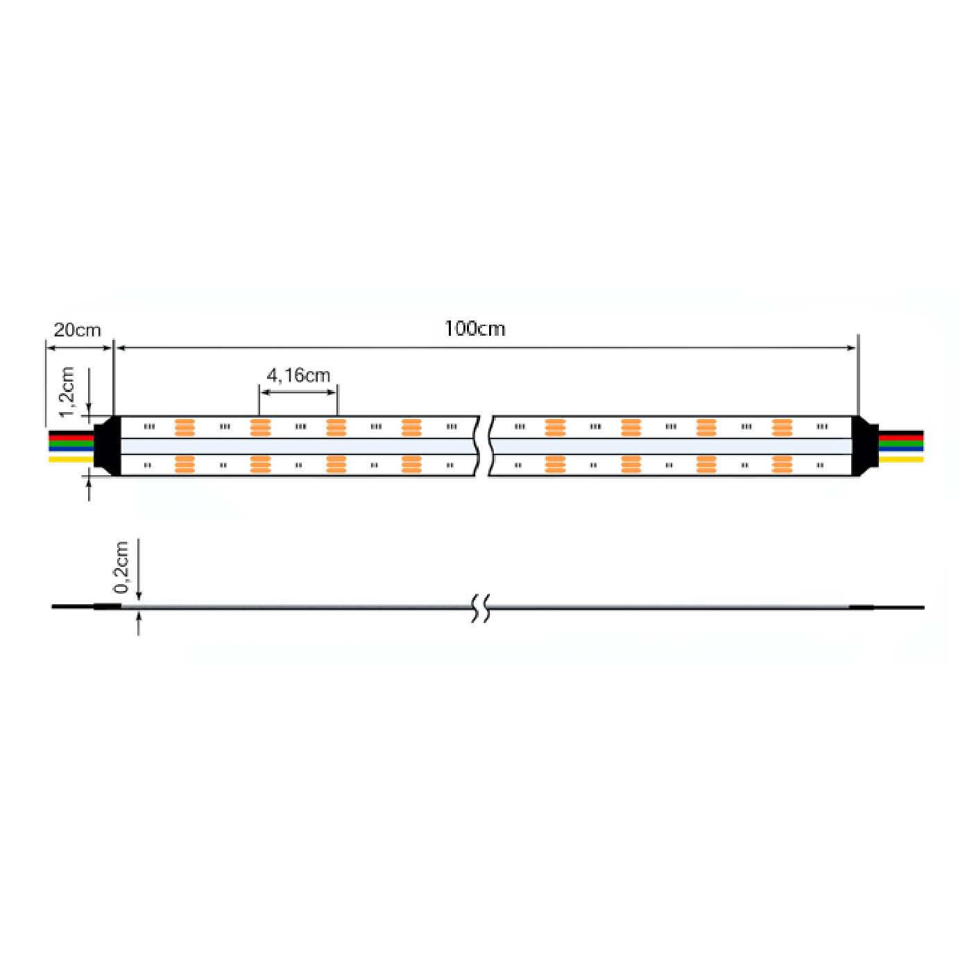 Fita LED COB 24Vdc 20W/m 840LED/m RGB+CCT (2700+6000K) IP68 650lm/W 1m (múltiplos de 5m) - Image 2