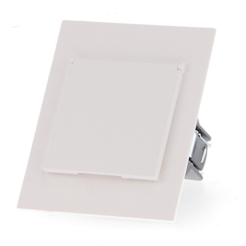 Tomada Schuko Com Tampa - CC Branco