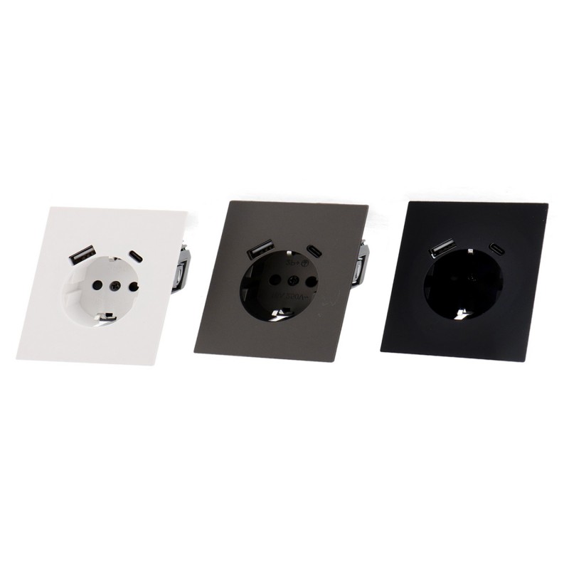 Enchufe Empotrable Tipo F Schuko con USB+CC - CC Preto - Image 3