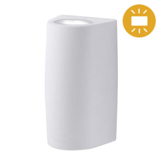 Aplique MARTA 2xGU10 6W botão CCT (2cores) IP55 C.9,2xL.8xAlt.17cm resina branca