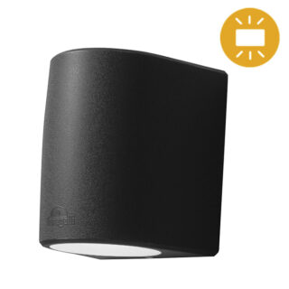 Aplique MARTA 2xGX53 10W botão CCT (3cores) IP55 C.16,4xL.14,5xAlt.19,2cm resina preta