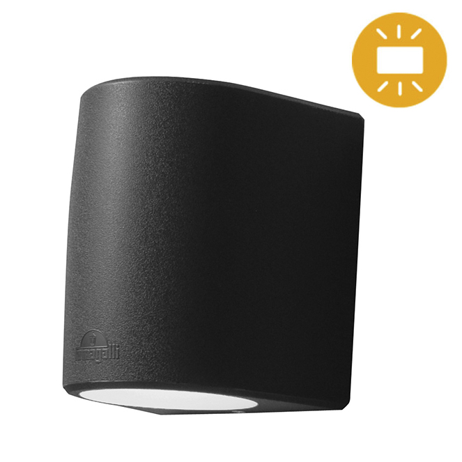 Aplique MARTA 2xGX53 10W botão CCT (3cores) IP55 C.16,4xL.14,5xAlt.19,2cm resina preta