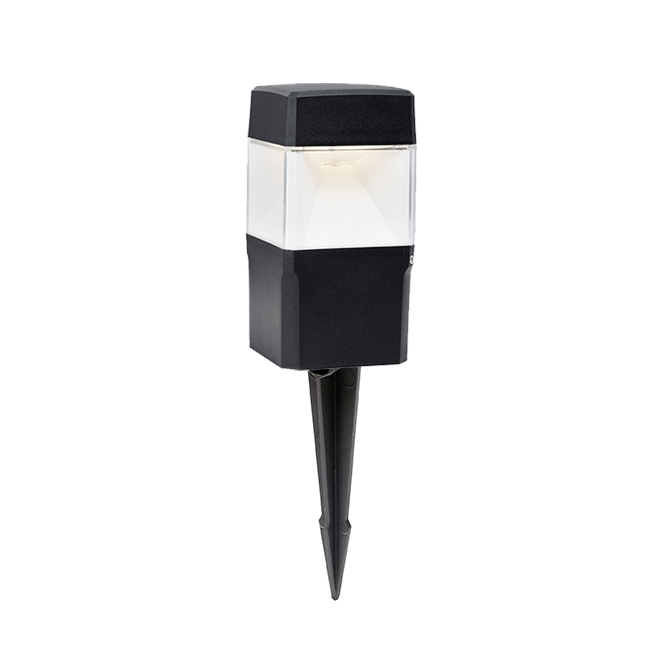 Foco com espigão ELISA 1xGX53 10W botão CCT (3cores) IP55 C.12,6xL.12,6xAlt.42,5cm preta