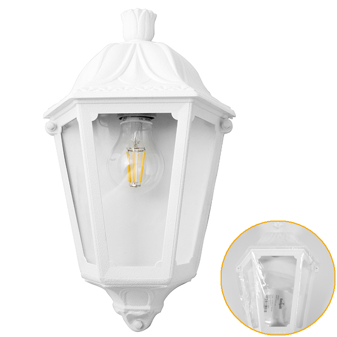 Aplique IESSE 1xE27 IP55 C.22xL.13xAlt.35cm resina branca