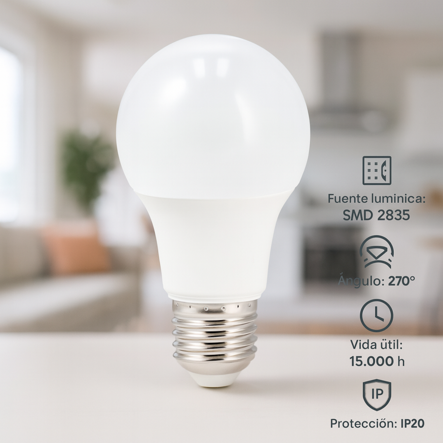 Lâmpada LED E27 A60 10W 3000K - Image 4