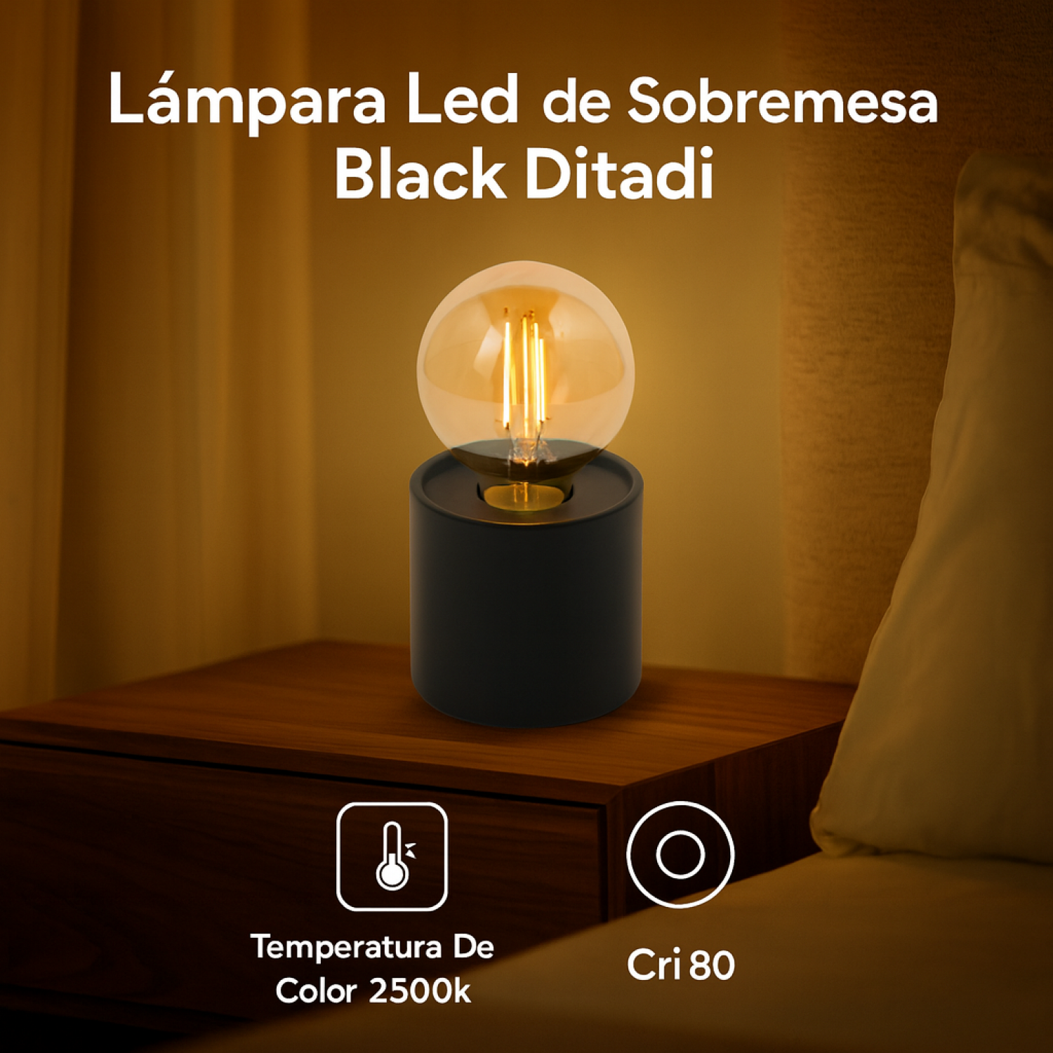 Candeeiro de mesa led Black Ditadi 2500K - Image 4