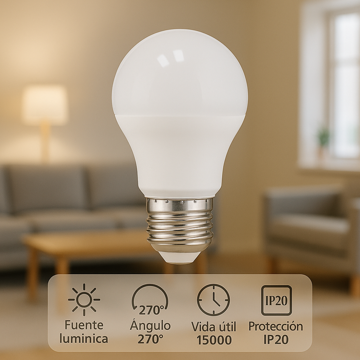 Lâmpada LED E27 A55 8W 3000K - Image 3