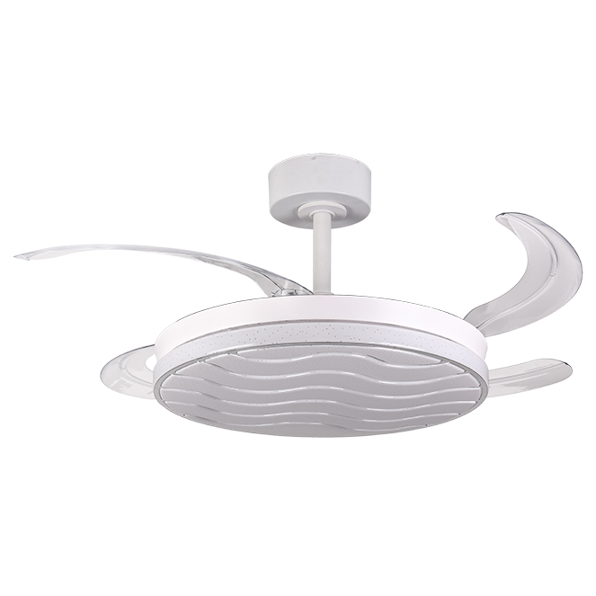 Ventoinha de tecto LUXOR branca, 4 palas retráteis, 72W LED 3000|4000|6000K, Alt.30/40xD.108/50cm