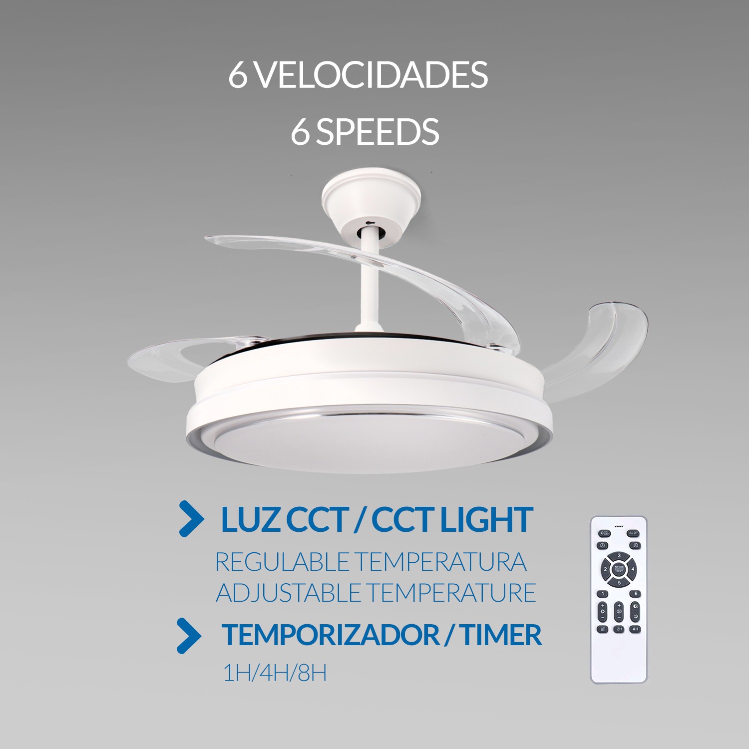 Ventoinha de Teto LED White Hood ø107 Cm CCT - Image 4