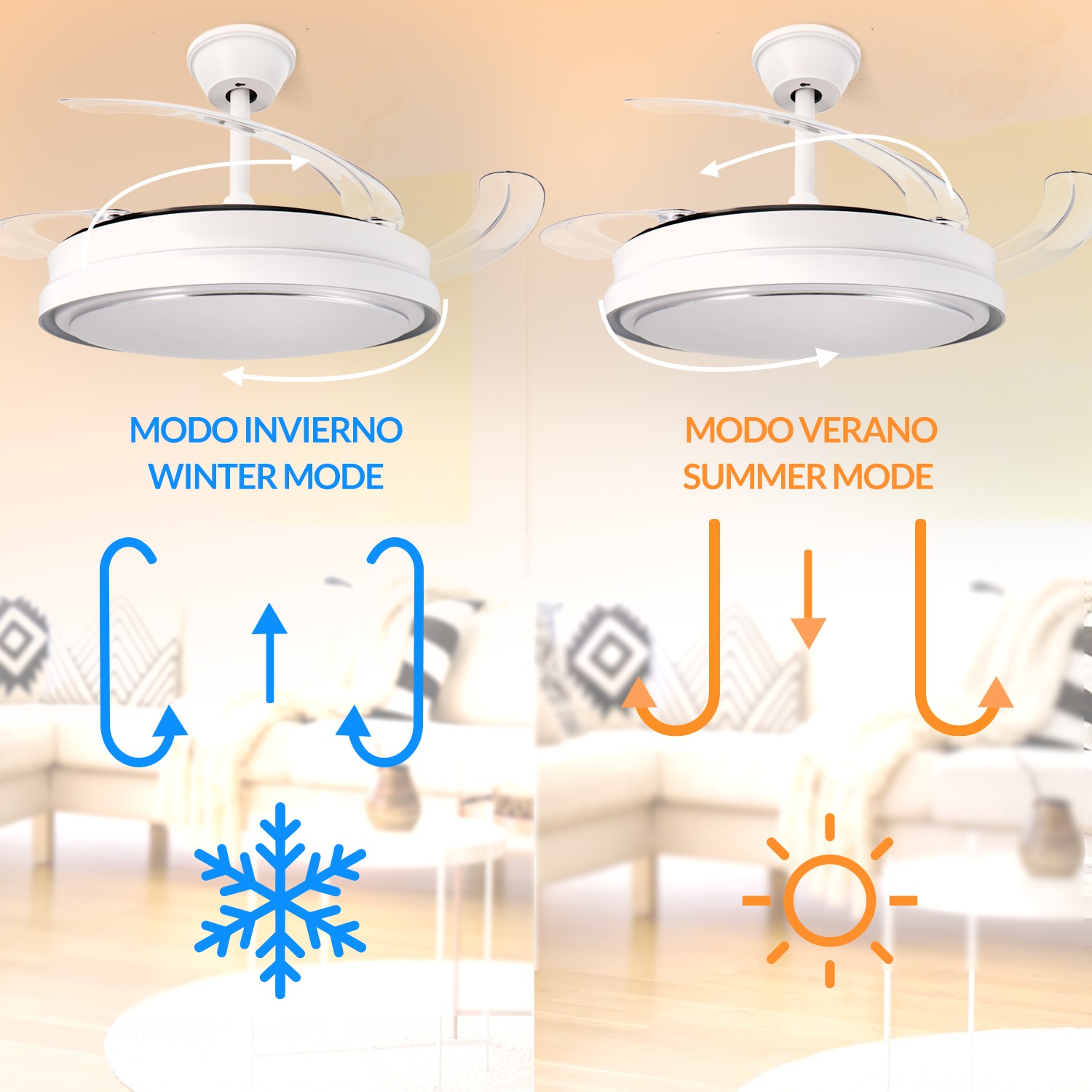 Ventoinha de Teto LED White Hood ø107 Cm CCT - Image 5