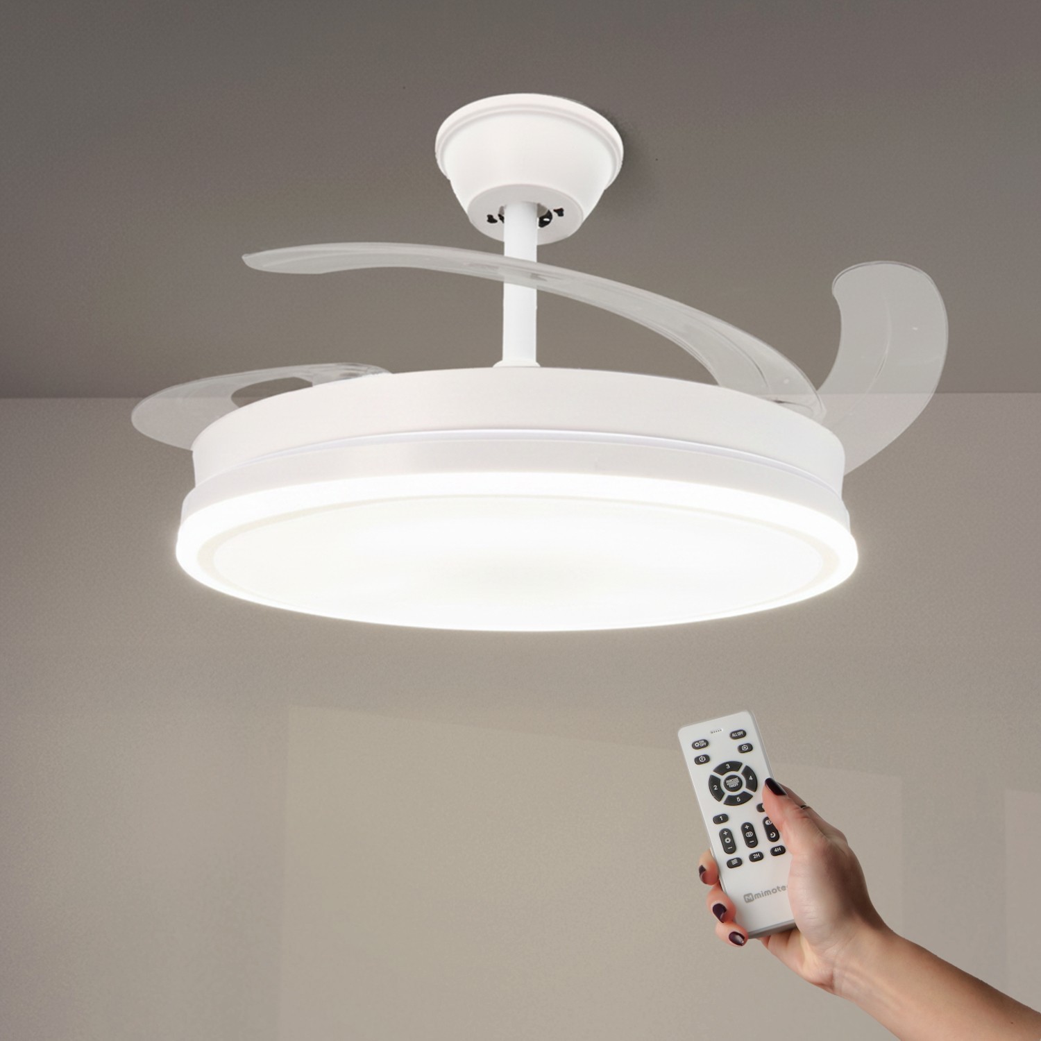 Ventoinha de Teto LED White Olga ø107 Cm CCT